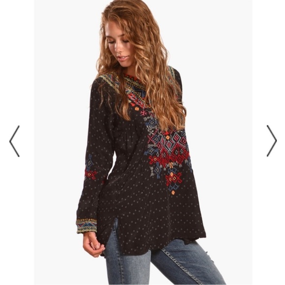 Johnny Was LUETA Silk Blouse Size L - Picture 2 of 10